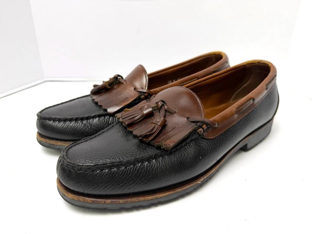 Allen Edmonds Nashua Mens Size 12 Two Tone Kiltie Tassel Loafers Black Brown